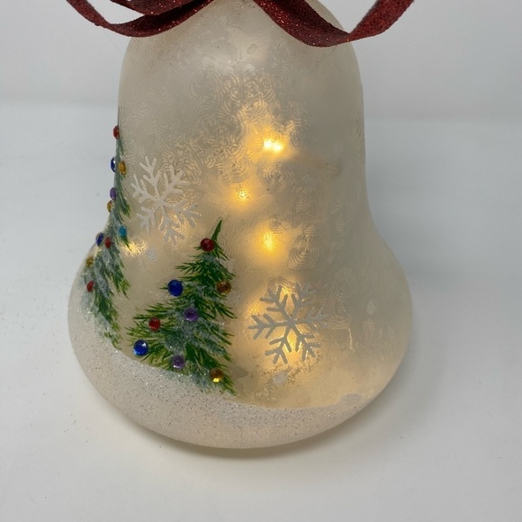 Snowy Christmas Tree Lighted Bell Decor - Picture 2 of 9